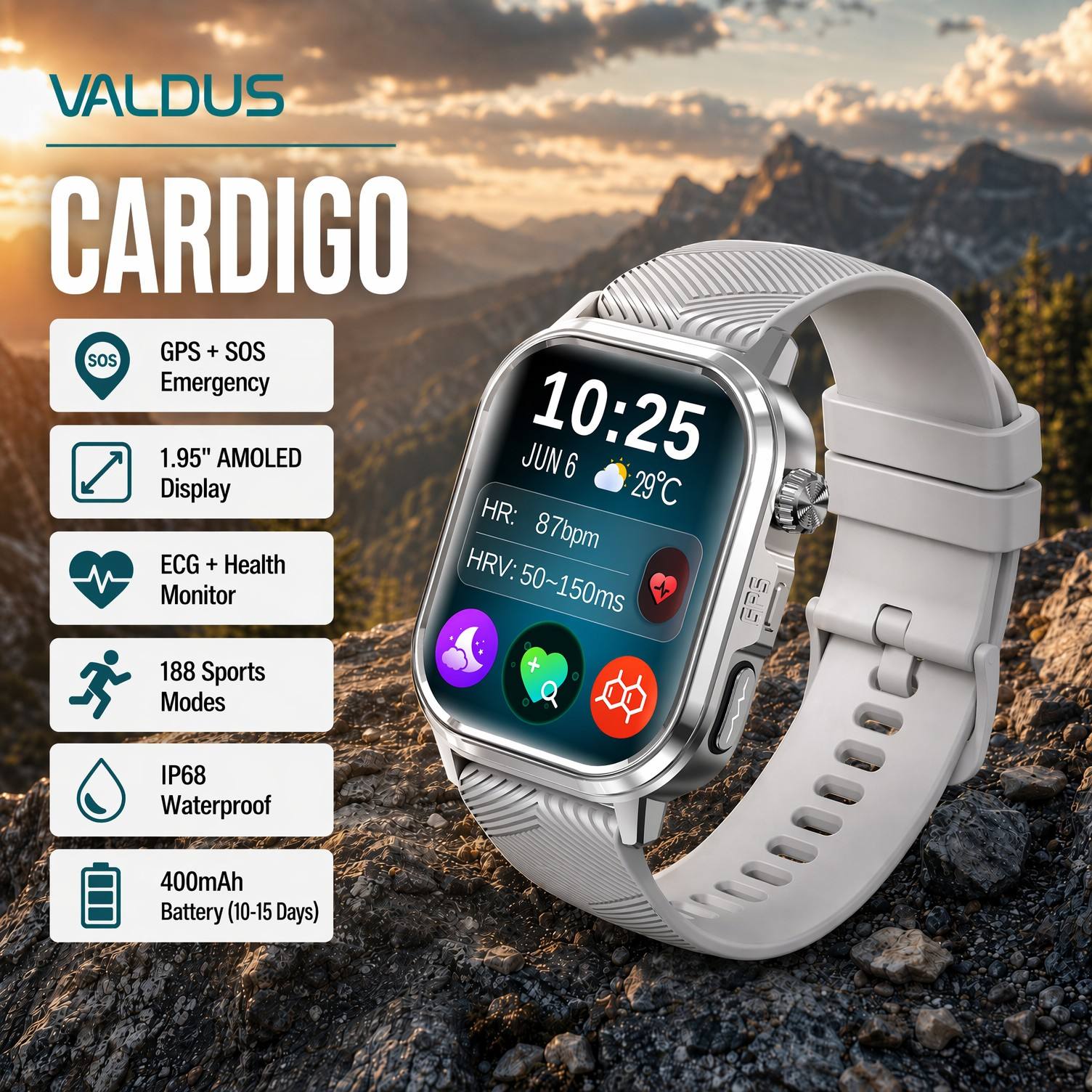 Smartwatches - فالدوس كارديجو ساعة ذكية للرجال والنساء