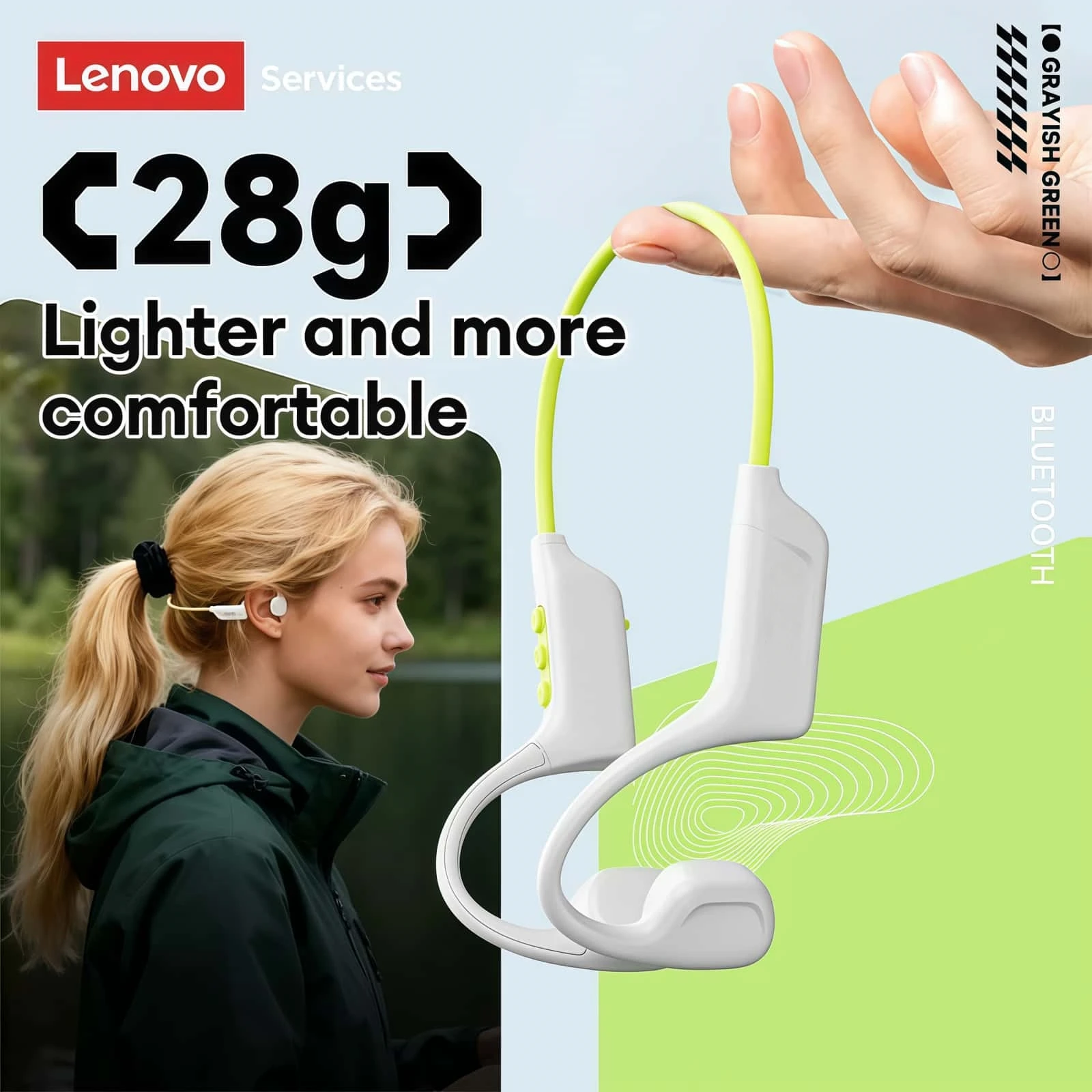 سماعات أذن لينوفو S102 بتقنية  - مراجعة Bone Conduction Running Headphones وسعره