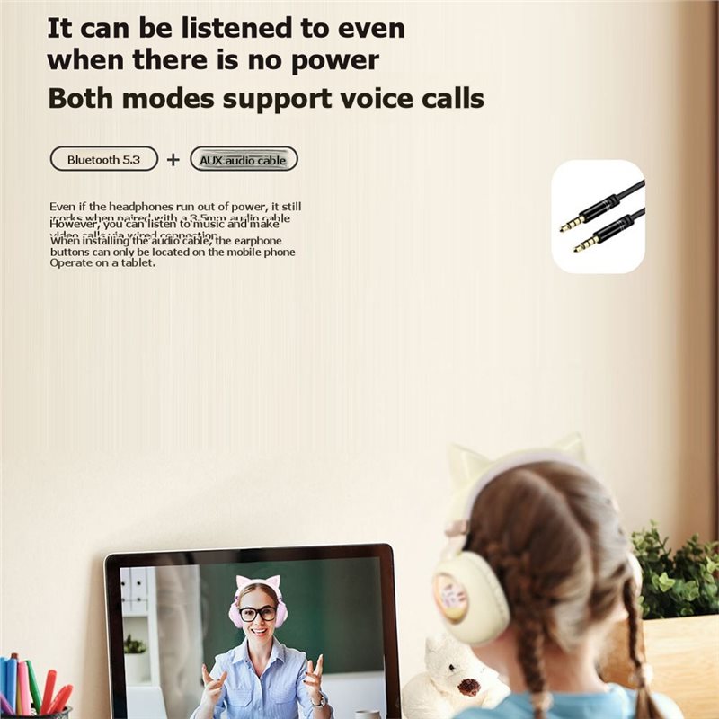 سماعة رأس لاسلكية قابلة للطي ب - مراجعة Cat Ear Bluetooth Headset Led وسعره