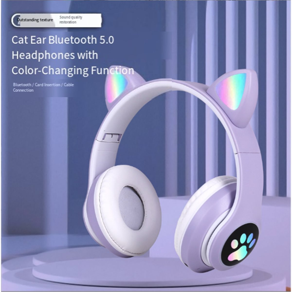 DT[مجموعة] D1585-سماعة رأس لاس - مراجعة Cat Ear Bluetooth Headset Led وسعره