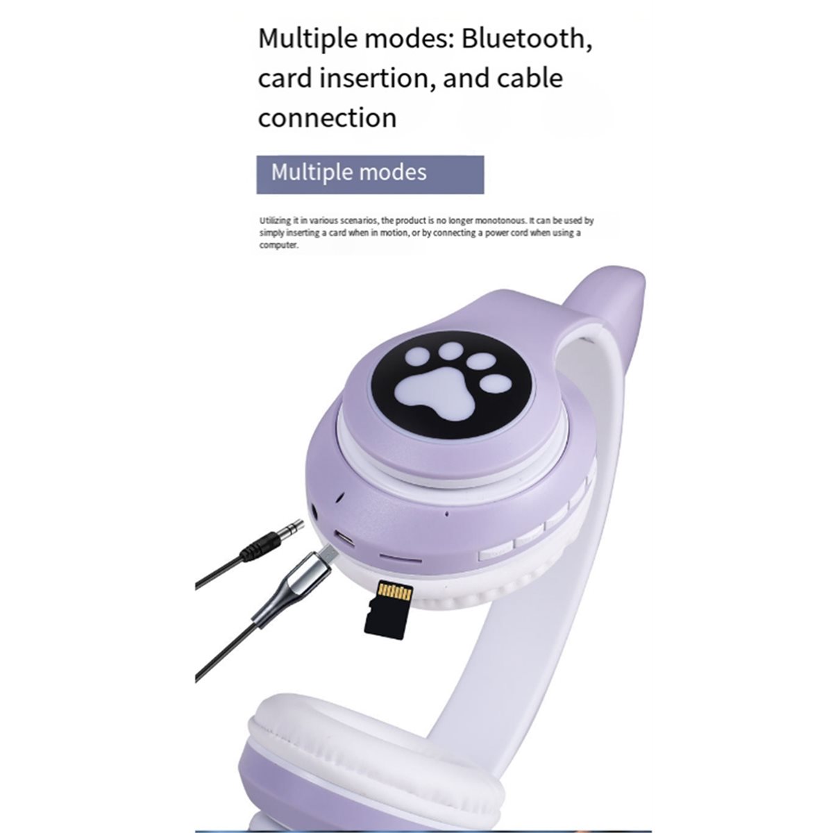 DT[مجموعة] D1585-سماعة رأس لاس - مراجعة Cat Ear Bluetooth Headset Led وسعره